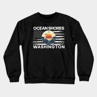 OCEAN SHORES WASHINGTON US FLAG Crewneck Sweatshirt